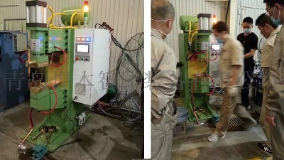 煙臺某客戶安裝焊本風(fēng)力發(fā)電機(jī)中頻點(diǎn)焊機(jī)